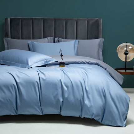 2023A类长绒棉纯色四件套 鲸鱼蓝&青灰色