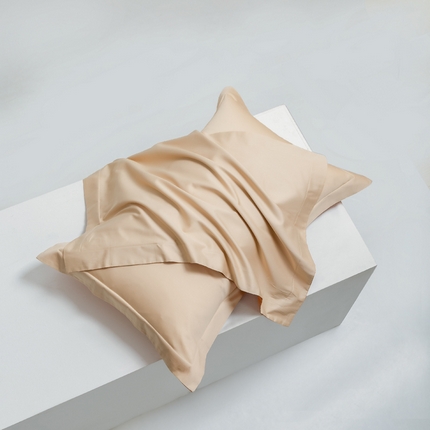 云栖家居 2023A类长绒棉纯色单枕套 棉花糖色&落日橙