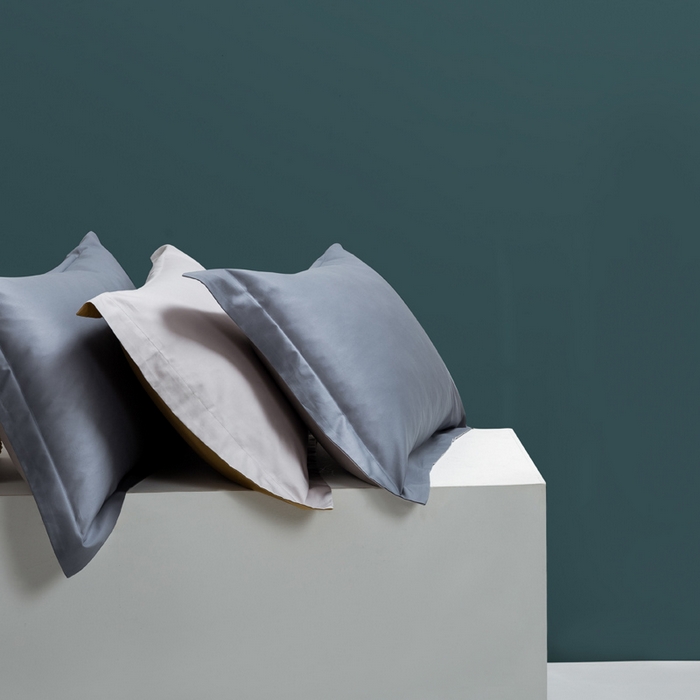 91家纺网 家纺一手货源 找家纺 云栖家居 2023A类长绒棉纯色单枕套 青灰色&天空灰