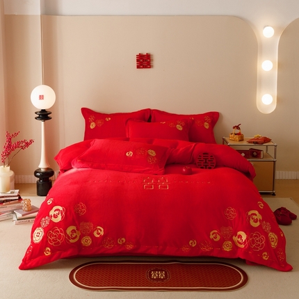 铭动家纺 2023新款婚庆四件套 喜事连连