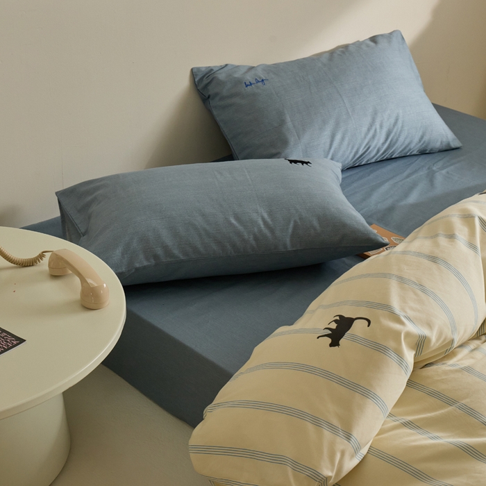 91家纺网 家纺一手货源 找家纺 怡家居 2023都市野兽刺绣系列四件套 蓝猫