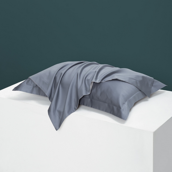 91家纺网 家纺一手货源 找家纺 云栖家居 2023A类长绒棉纯色单枕套 青灰色&天空灰