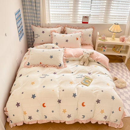 91家纺网 家纺一手货源 找家纺 （总）懒猫家纺 2024新款韩版牛奶绒四件套