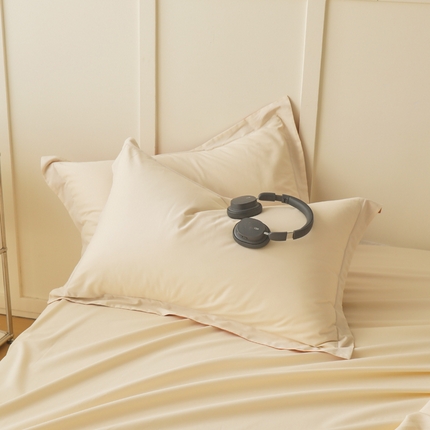 2023A类纯色纯棉磨毛单枕套 奶玉+赤堤