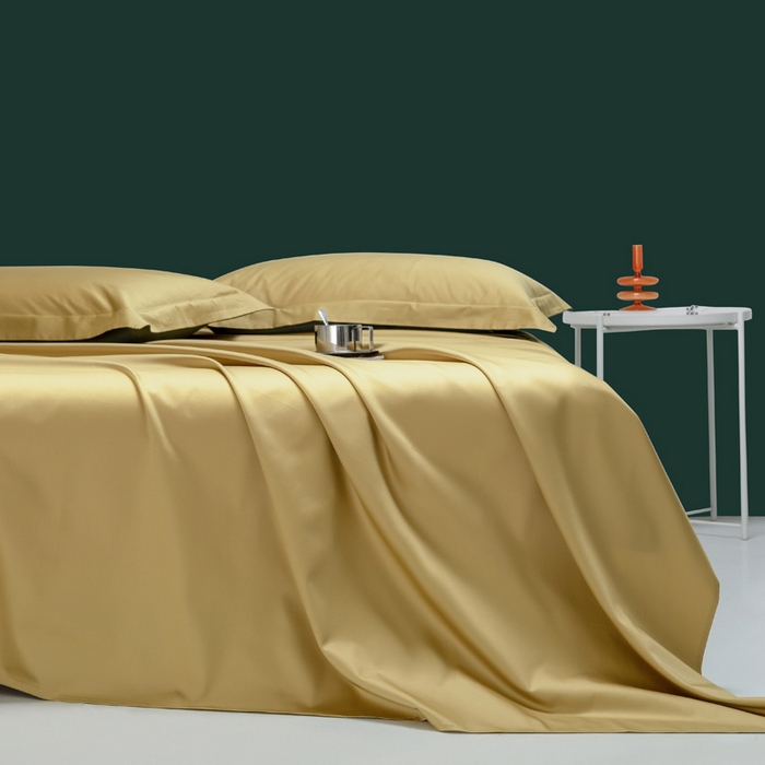 91家纺网 家纺一手货源 找家纺 云栖家居 2023A类长绒棉纯色单床单 落叶黄