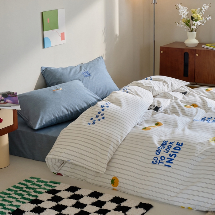 91家纺网 家纺一手货源 找家纺 怡家居 2023都市野兽刺绣系列四件套 笑白