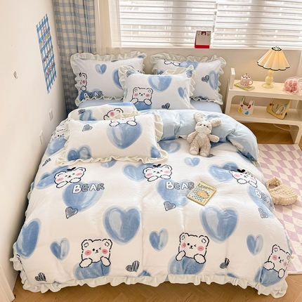 91家纺网 家纺一手货源 找家纺 （总）懒猫家纺 2024新款韩版牛奶绒四件套