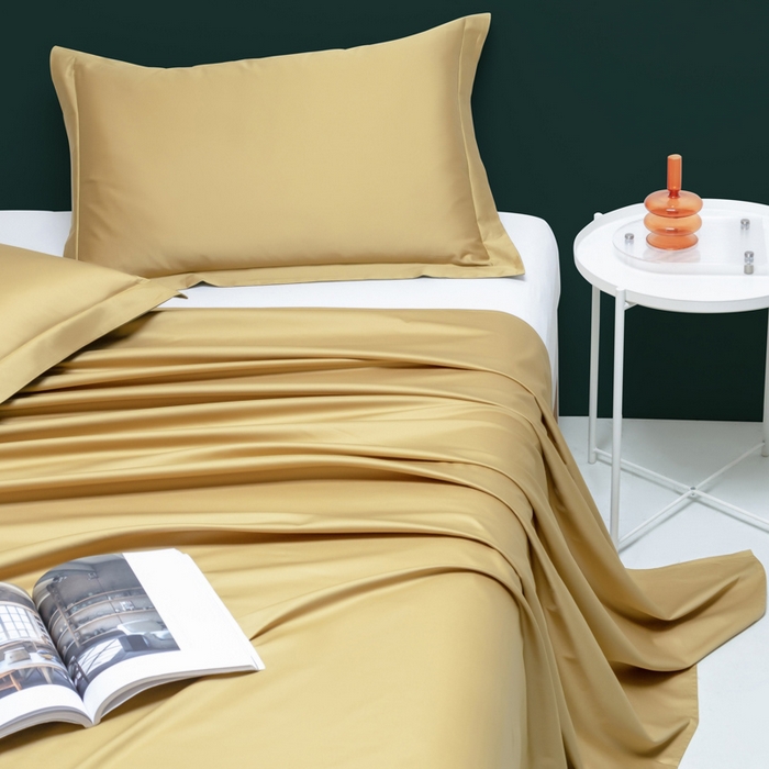 91家纺网 家纺一手货源 找家纺 云栖家居 2023A类长绒棉纯色单床单 落叶黄