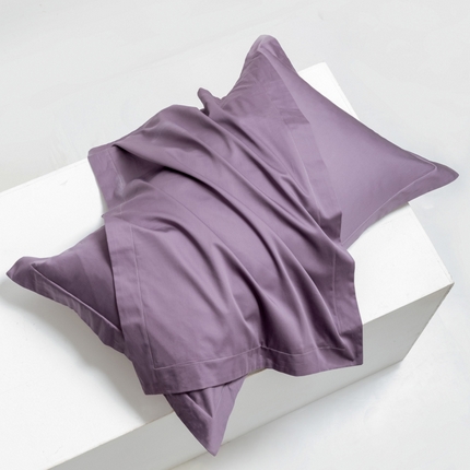 云栖家居 2023A类长绒棉纯色单枕套 黑加仑&天空灰