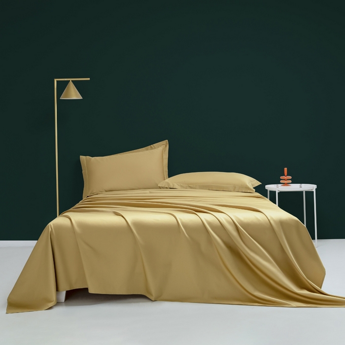 91家纺网 家纺一手货源 找家纺 云栖家居 2023A类长绒棉纯色单床单 落叶黄