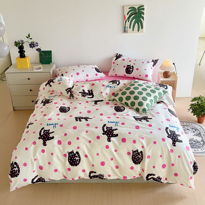 91家纺网 家纺一手货源 找家纺 怡家居 2023全棉印花四件套 淘气猫