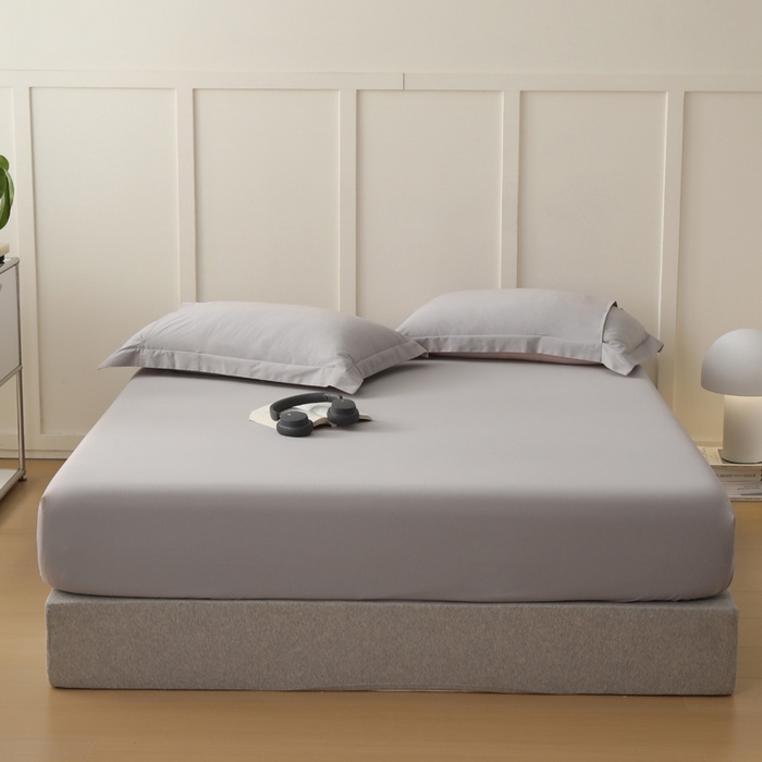 91家纺网 家纺一手货源 找家纺 云栖家居 2023A类纯色纯棉磨毛单床笠 苏木灰