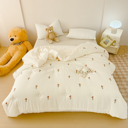 木楌家居 2025新款全棉皱皱纱刺绣款被芯-风格二 蓓蕾