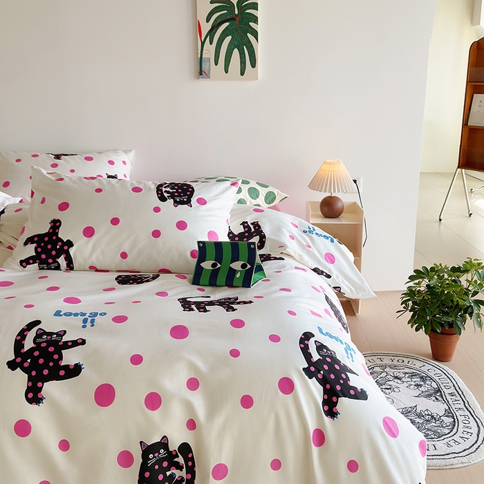 91家纺网 家纺一手货源 找家纺 怡家居 2023全棉印花四件套 淘气猫