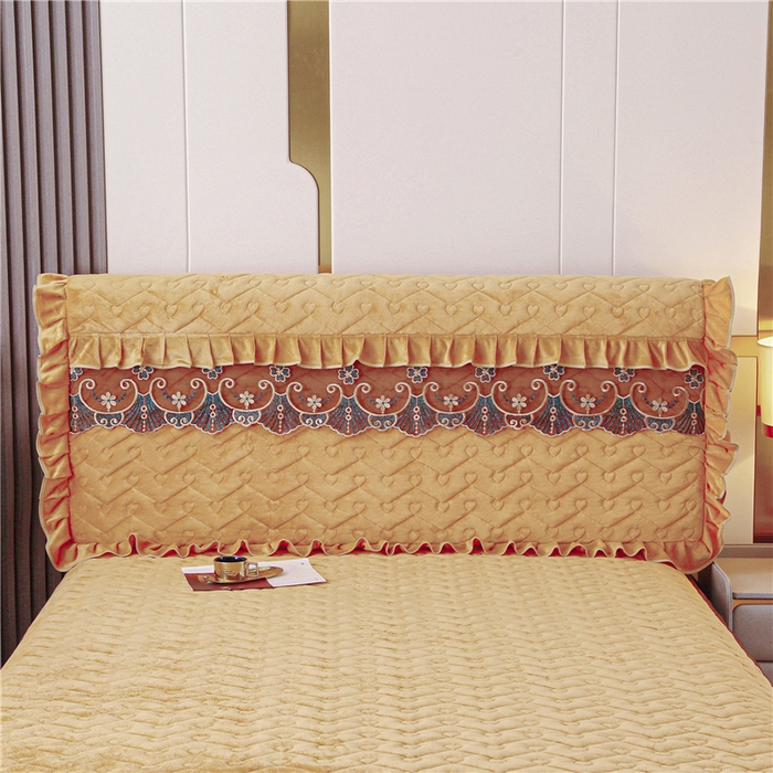 91家纺网 家纺一手货源 找家纺 新款心心相印蕾丝款床头罩 心心相印蕾丝款-金驼