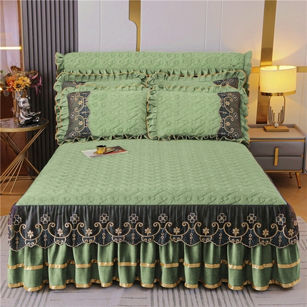 新款心心相印蕾丝款床裙 心心相印蕾丝款-橄榄绿