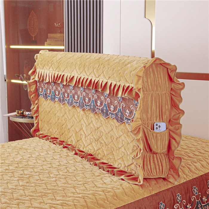 91家纺网 家纺一手货源 找家纺 新款心心相印蕾丝款床头罩 心心相印蕾丝款-金驼