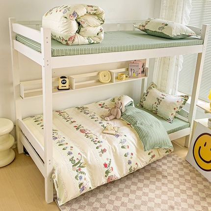 91家纺网 家纺一手货源 找家纺 贝扬思家纺 2023新款亲肤棉美棉芦荟棉三件套美棉（7月）学生宿舍床 植物园