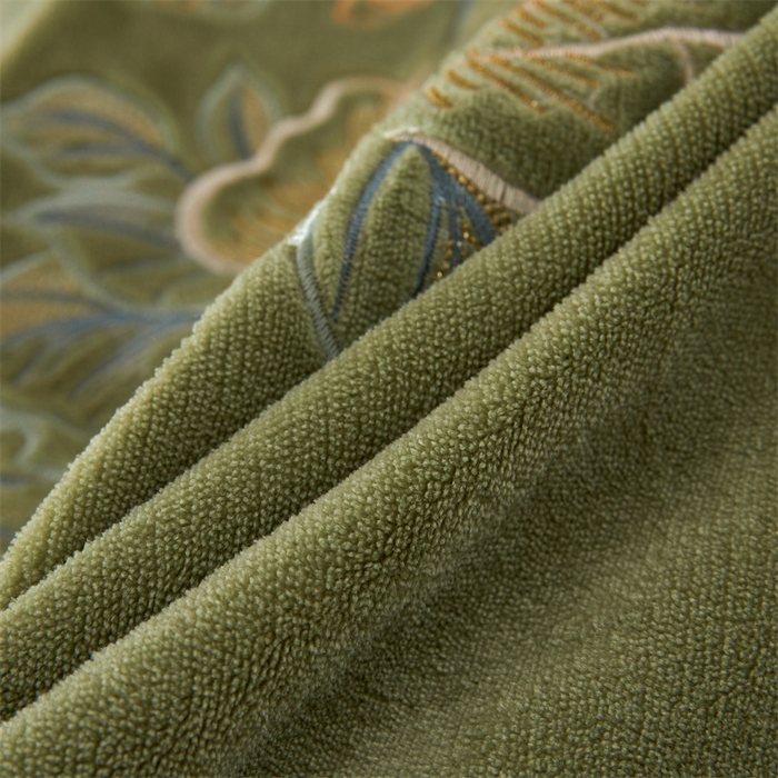 91家纺网 家纺一手货源 找家纺 恒爱家纺 2023新款牡丹花开床裙款牛奶绒四件套 牛油果