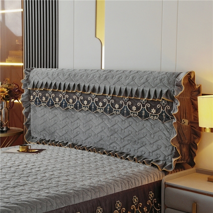 新款心心相印蕾丝款床头罩 心心相印蕾丝款-银灰