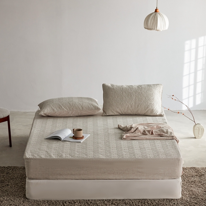 91家纺网 家纺一手货源 找家纺 （总）安莱生活 2023年新品亚麻夹棉床笠及夹棉床笠三件套