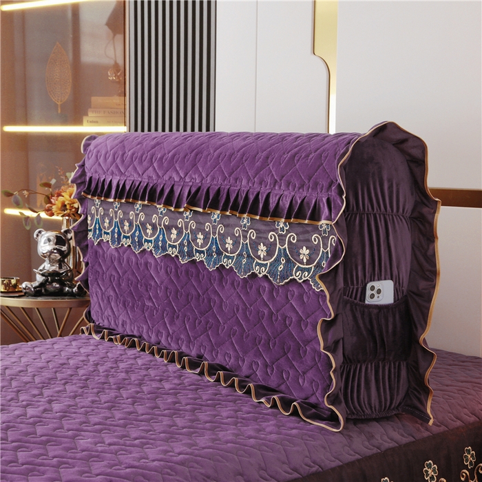 91家纺网 家纺一手货源 找家纺 新款心心相印蕾丝款床头罩 心心相印蕾丝款-高贵紫