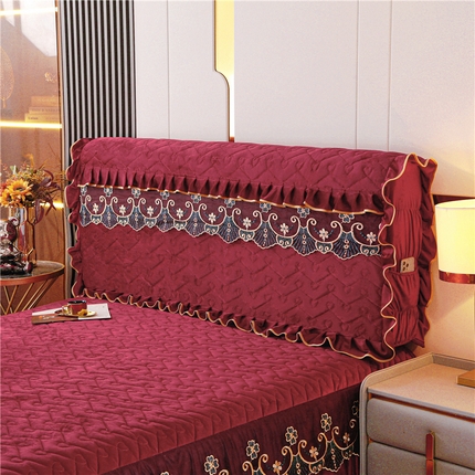 新款心心相印蕾丝款床头罩 心心相印蕾丝款-酒红
