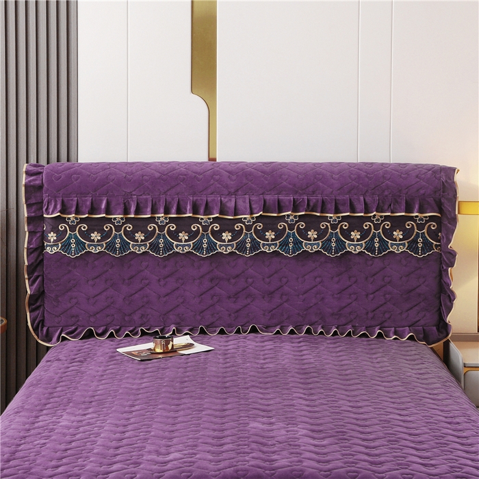 91家纺网 家纺一手货源 找家纺 新款心心相印蕾丝款床头罩 心心相印蕾丝款-高贵紫