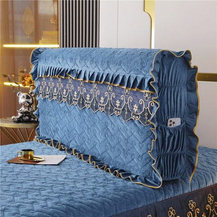 91家纺网 家纺一手货源 找家纺 新款心心相印蕾丝款床头罩 心心相印蕾丝款-蔚蓝