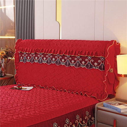 新款心心相印蕾丝款床头罩 心心相印蕾丝款-典雅红
