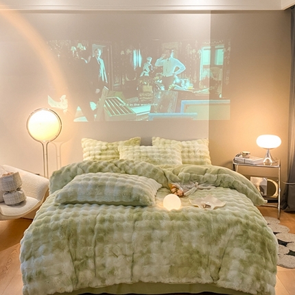 91家纺网 家纺一手货源 找家纺 （总）新印象 2023新款A类七彩泡泡兔兔绒牛奶绒四件套