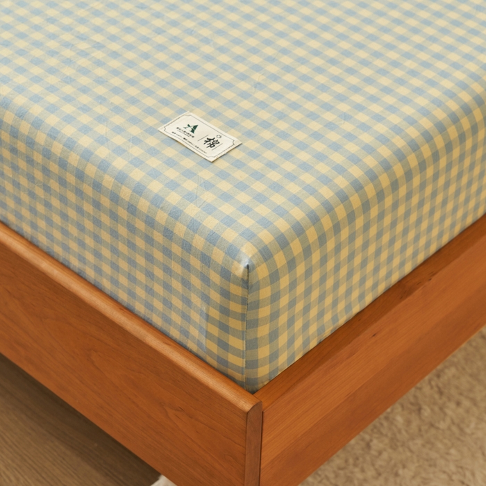 91家纺网 家纺一手货源 找家纺 21度C 2024新款色织全棉水洗棉床笠 琉璃格