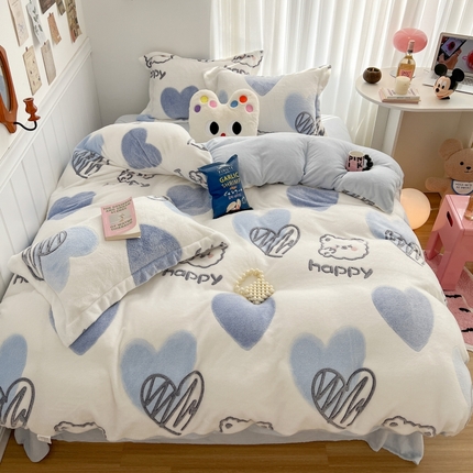 91家纺网 家纺一手货源 找家纺 （总）顾里家纺 2023新款ins韩风∙立体牛奶雪花绒系列四件套