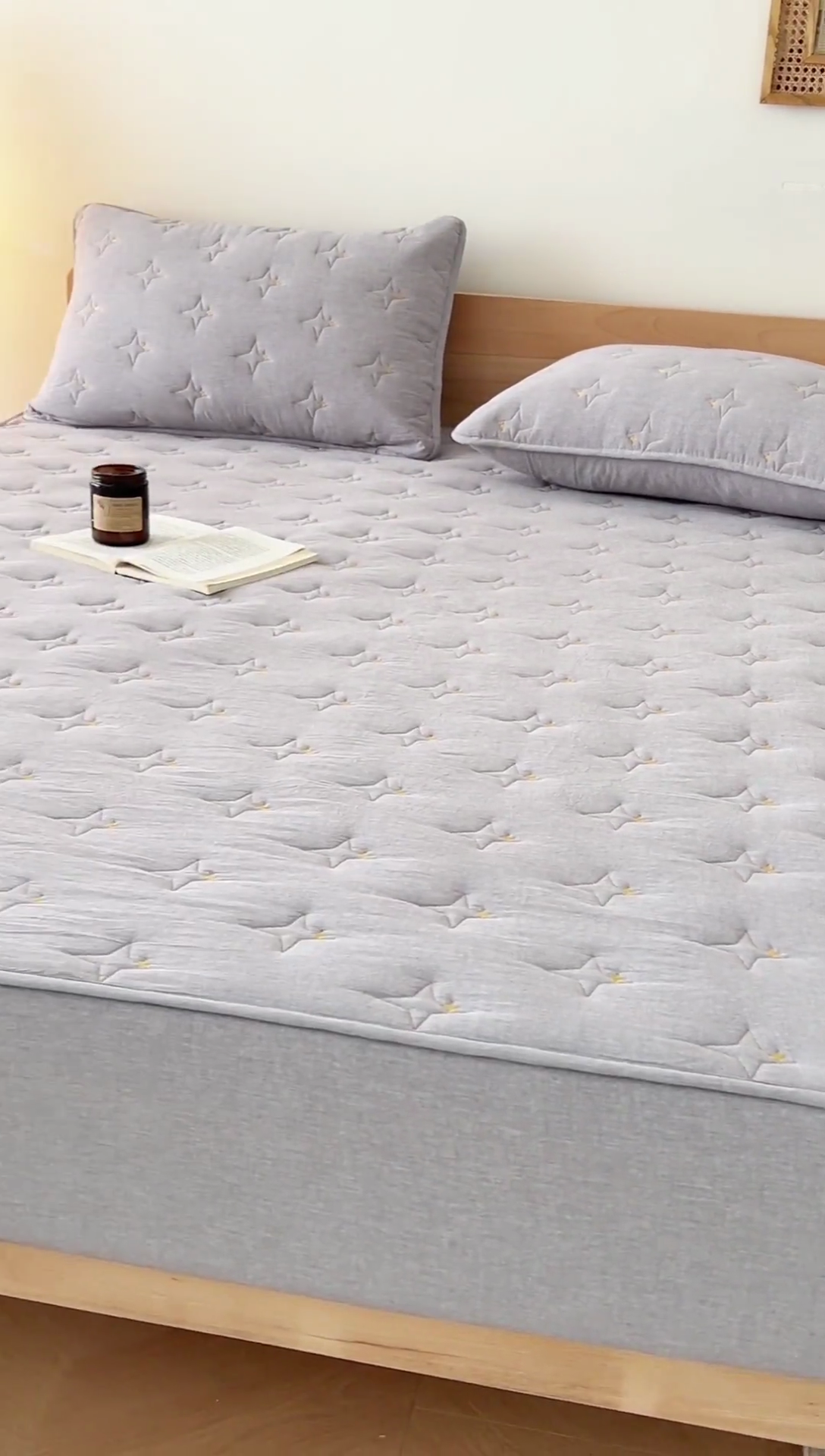 91家纺网 家纺一手货源 找家纺 尊康家纺（原磊科） 2024新款全棉色织大豆夹棉床笠防水床笠-浓情蜜意 灰色