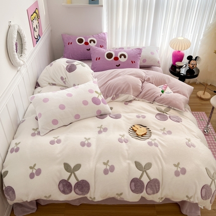 91家纺网 家纺一手货源 找家纺 （总）顾里家纺 2023新款ins韩风∙立体牛奶雪花绒系列四件套