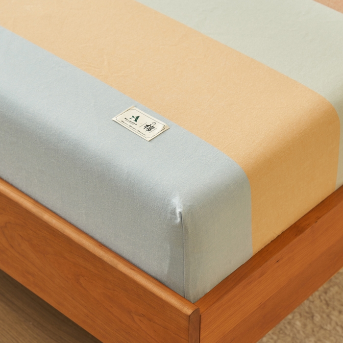 91家纺网 家纺一手货源 找家纺 21度C 2024新款色织全棉水洗棉床笠 七彩条