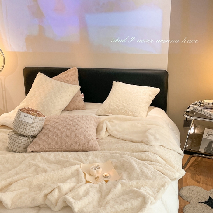 91家纺网 家纺一手货源 找家纺 秀色 2025新款A类冬季600g双面加厚保暖兔毛毯子午睡空调毯沙发毯盖毯-朵拉 朵拉-奶油白