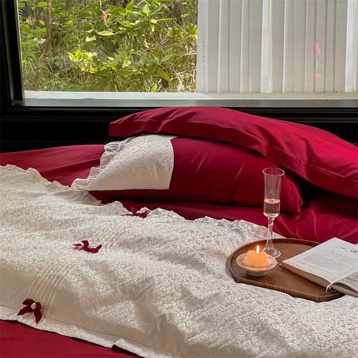 91家纺网 家纺一手货源 找家纺 （总）优然居家纺 2023秋冬新品澳棉拼接刺绣工艺四件套-妮可