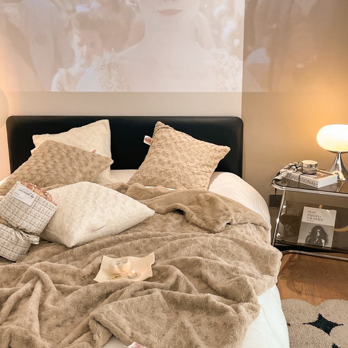 91家纺网 家纺一手货源 找家纺 秀色 2025新款A类冬季600g双面加厚保暖兔毛毯子午睡空调毯沙发毯盖毯-朵拉 朵拉-可可