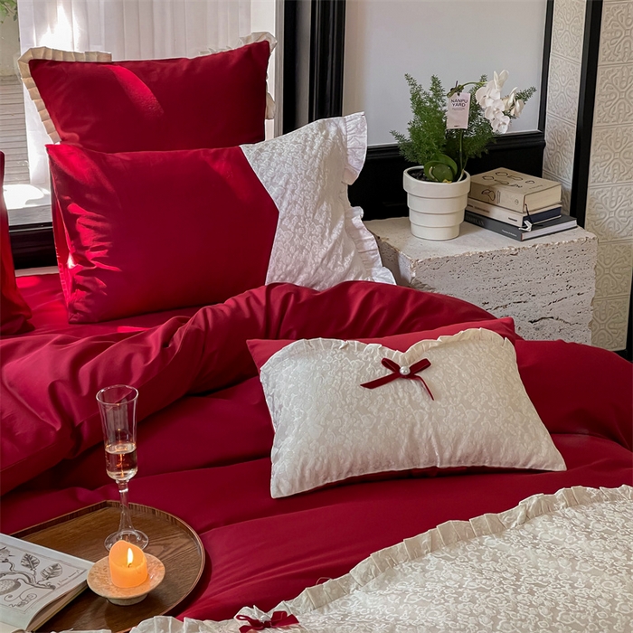 91家纺网 家纺一手货源 找家纺 （总）优然居家纺 2023秋冬新品澳棉拼接刺绣工艺四件套-妮可