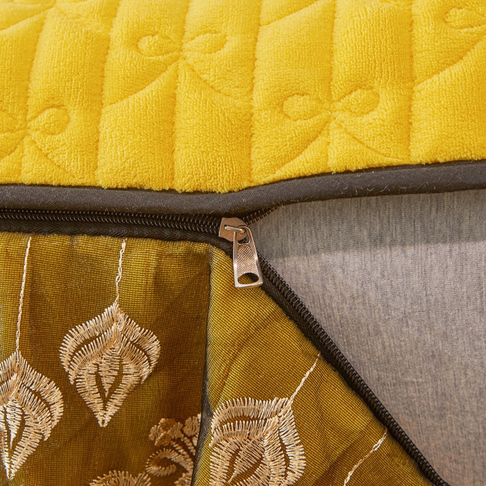 91家纺网 家纺一手货源 找家纺 虹星家纺 2023新款牛奶绒夹棉蕾丝可拆卸床裙系列四件套 梦幻巴黎 柠檬黄