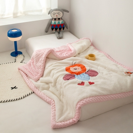 91家纺网 家纺一手货源 找家纺 （总）喜多兔儿童家纺 2023新款羊羔绒3D抗菌豆豆绒毯