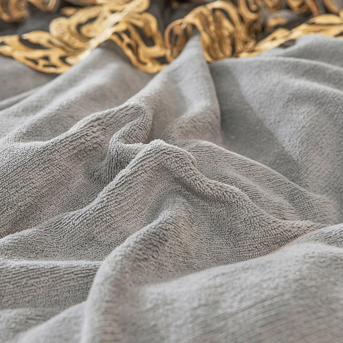 91家纺网 家纺一手货源 找家纺 虹星2023新款牛奶绒夹棉蕾丝可拆卸床裙系列四件套 梦幻巴黎 时尚灰