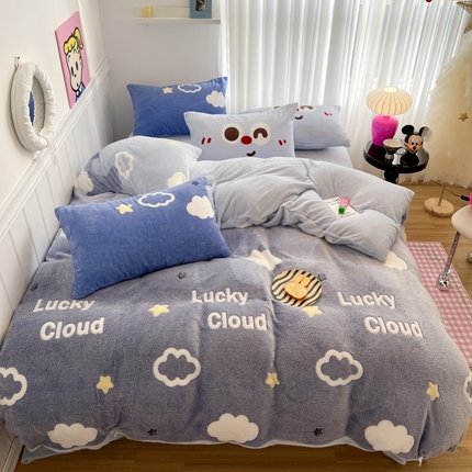 顾里家纺 2023新款ins韩风∙立体牛奶雪花绒系列四件套 治愈云朵