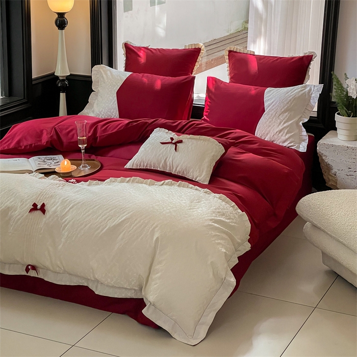 91家纺网 家纺一手货源 找家纺 （总）优然居家纺 2023秋冬新品澳棉拼接刺绣工艺四件套-妮可