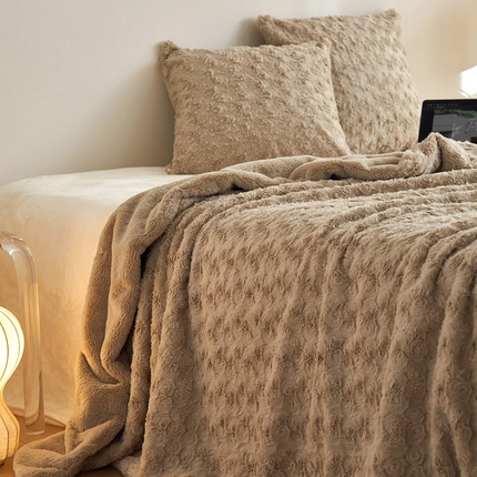 91家纺网 家纺一手货源 找家纺 秀色 2025新款A类冬季600g双面加厚保暖兔毛毯子午睡空调毯沙发毯盖毯-朵拉 朵拉－可可