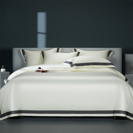 缔缦 2023新款定织新布种S140系列四件套-赫本 贵族白-灰