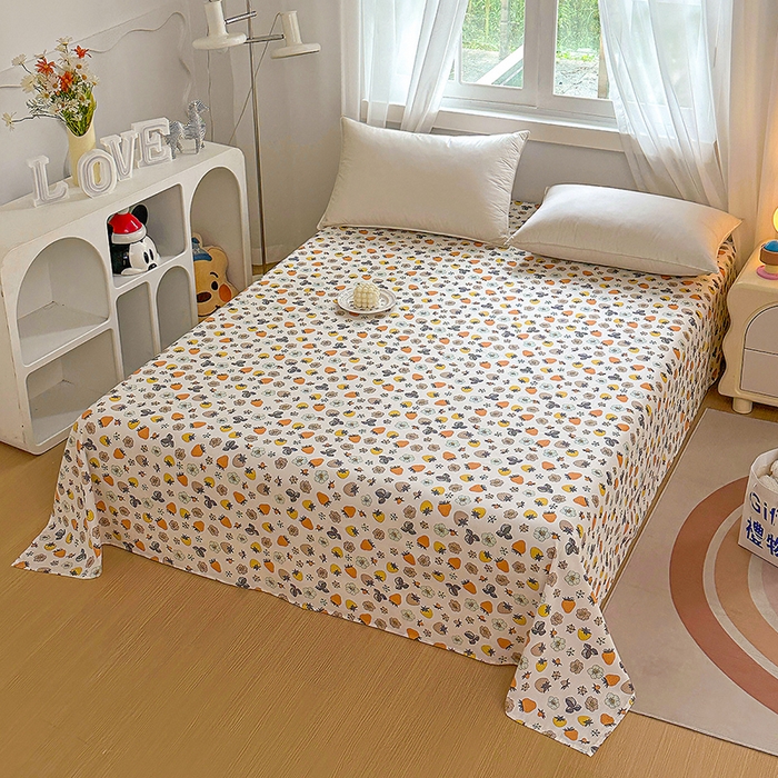 91家纺网 家纺一手货源 找家纺 元元被芯 2023新款全棉直角印花床单 草莓派