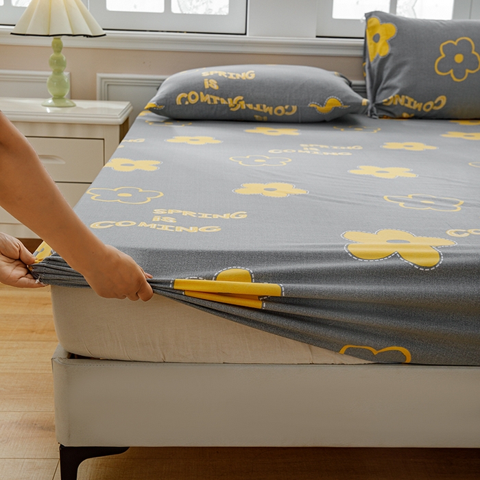 91家纺网 家纺一手货源 找家纺 宝时兰 2025新款A类加厚全棉床笠-印花款 花蜜灰