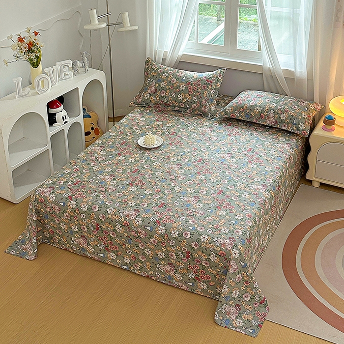 91家纺网 家纺一手货源 找家纺 元元被芯 2023新款全棉直角印花床单 爱丽丝